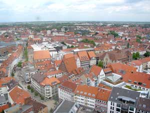 Blick vom Turm der Andreaskirche auf die Innenstadt Hildesheims