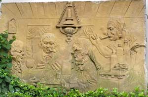 Relief im Pfarrgarten der Florianskirche